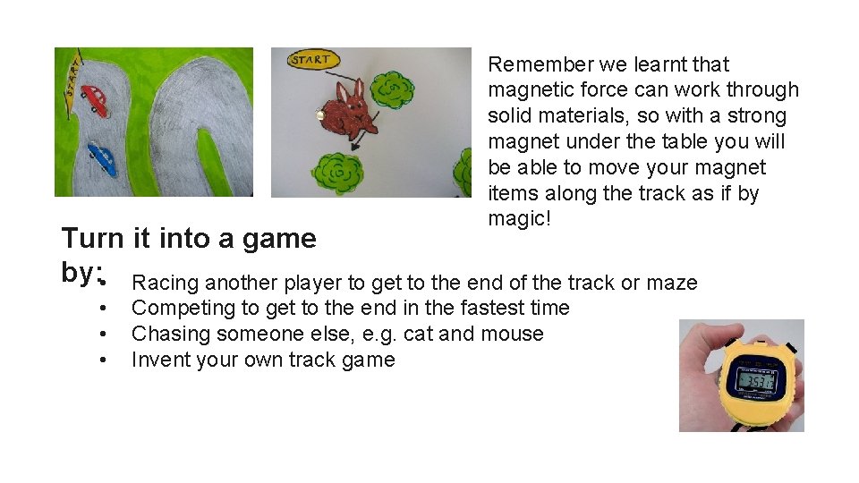 Remember we learnt that magnetic force can work through solid materials, so with a