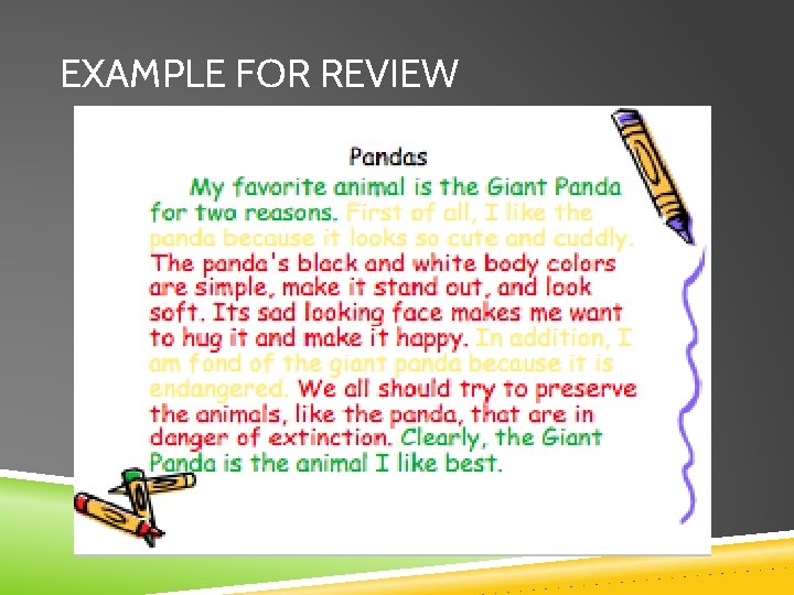 EXAMPLE FOR REVIEW 