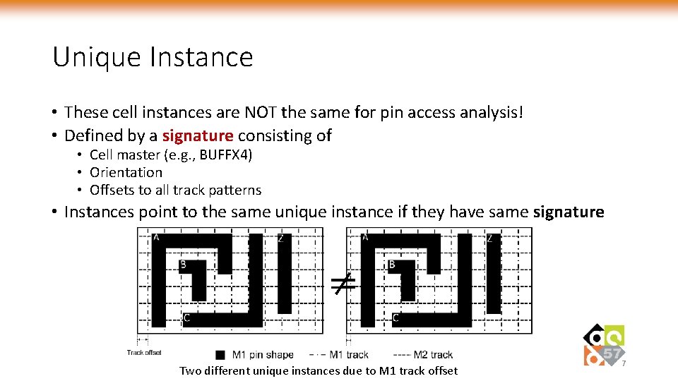 Unique Instance • These cell instances are NOT the same for pin access analysis!