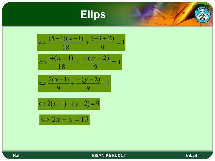 Elips Hal. : IRISAN KERUCUT Adaptif 