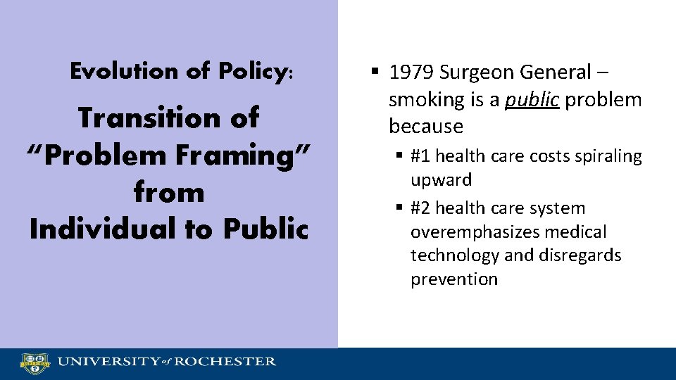 Evolution of Policy: Transition of “Problem Framing” from Individual to Public § 1979 Surgeon