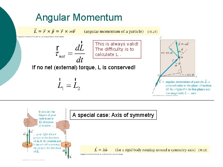 Angular Momentum This is always valid! The difficulty is to calculate L. If no Angular Momentum This is always valid! The difficulty is to calculate L. If no