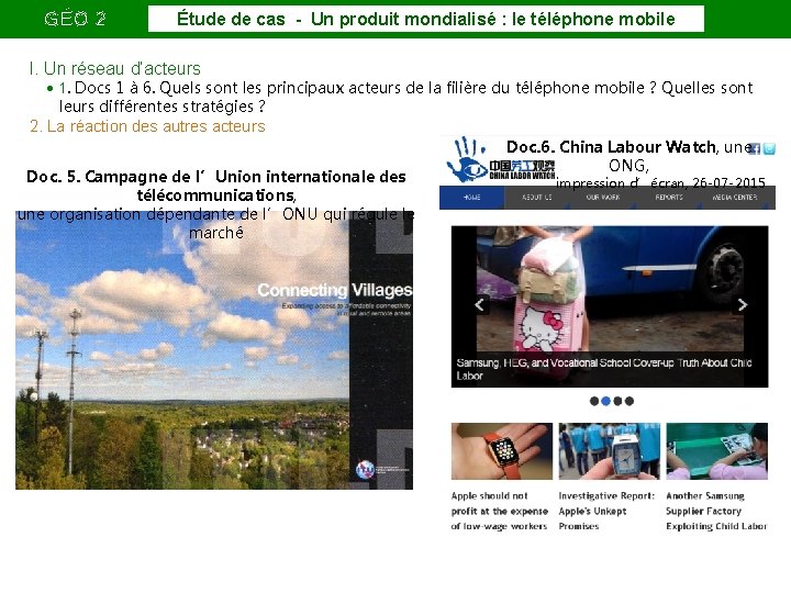 GÉO 2 Étude de cas - Un produit mondialisé : le téléphone mobile I.