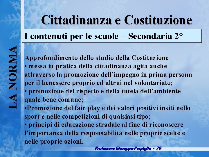 Cittadinanza e Costituzione LA NORMA I contenuti per le scuole – Secondaria 2° Approfondimento