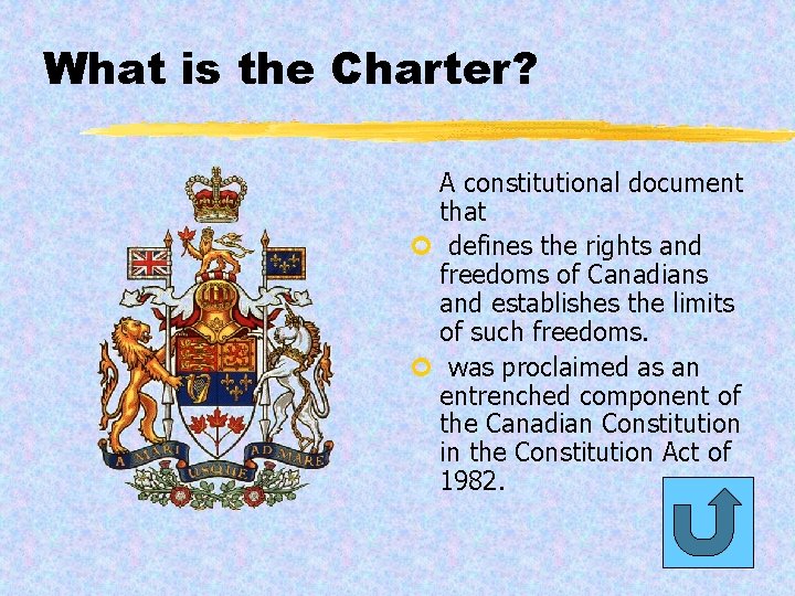 What is the Charter? A constitutional document that ¢ defines the rights and freedoms