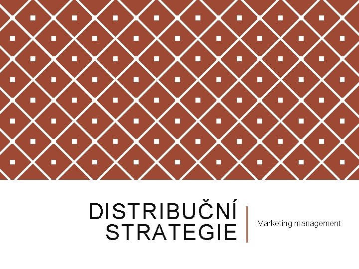 DISTRIBUČNÍ STRATEGIE Marketing management 