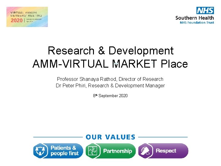 Research & Development AMM-VIRTUAL MARKET Place Professor Shanaya Rathod, Director of Research Dr Peter Research & Development AMM-VIRTUAL MARKET Place Professor Shanaya Rathod, Director of Research Dr Peter