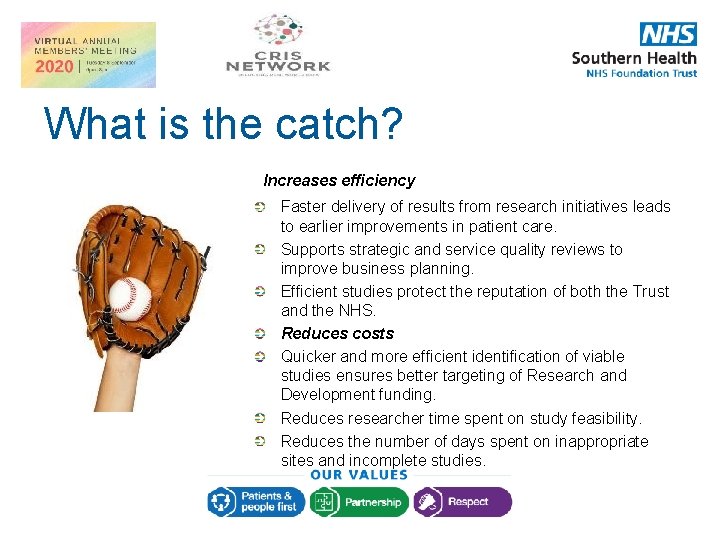 What is the catch? Increases efficiency Faster delivery of results from research initiatives leads What is the catch? Increases efficiency Faster delivery of results from research initiatives leads