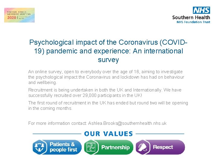 Psychological impact of the Coronavirus (COVID 19) pandemic and experience: An international survey An Psychological impact of the Coronavirus (COVID 19) pandemic and experience: An international survey An