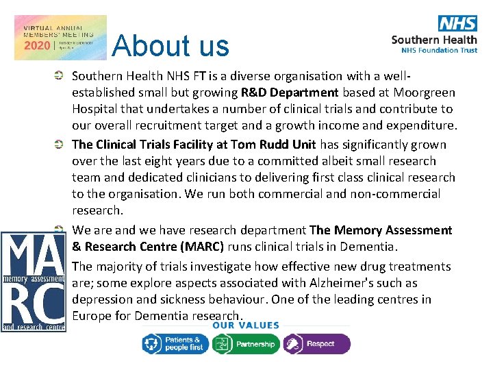 About us Southern Health NHS FT is a diverse organisation with a wellestablished small About us Southern Health NHS FT is a diverse organisation with a wellestablished small