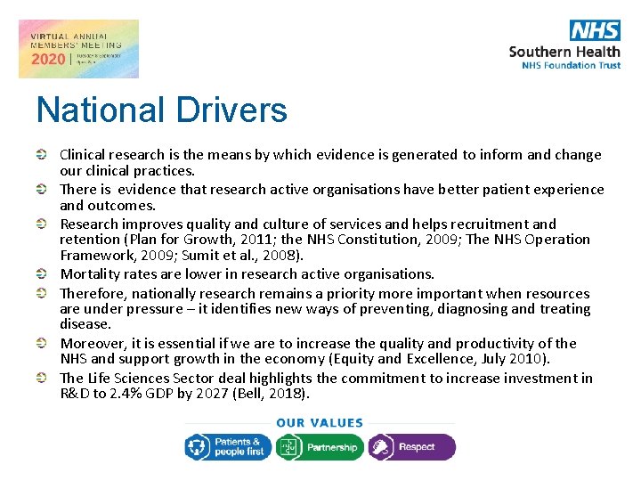National Drivers Clinical research is the means by which evidence is generated to inform National Drivers Clinical research is the means by which evidence is generated to inform