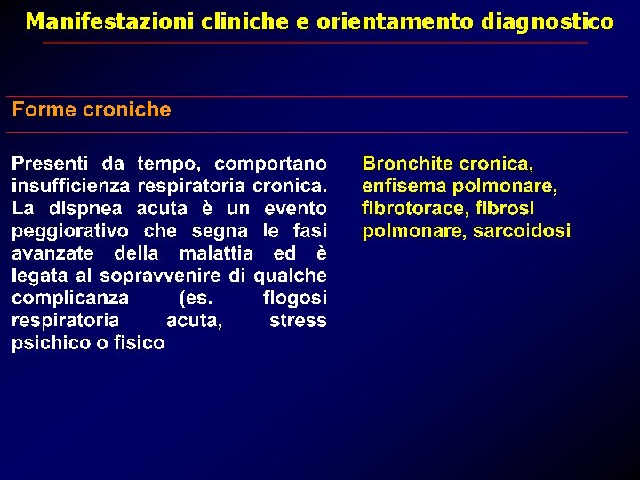 Manifestazioni cliniche e orientamento diagnostico Manifestazioni cliniche e orientamento diagnostico