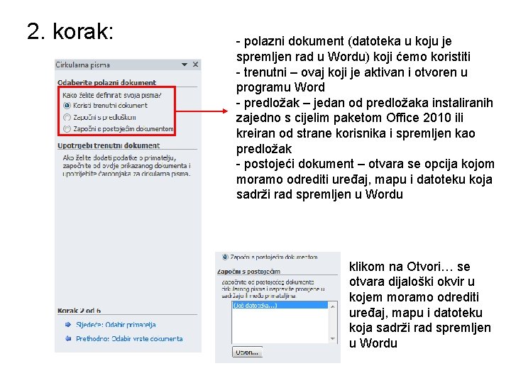 2. korak: - polazni dokument (datoteka u koju je spremljen rad u Wordu) koji