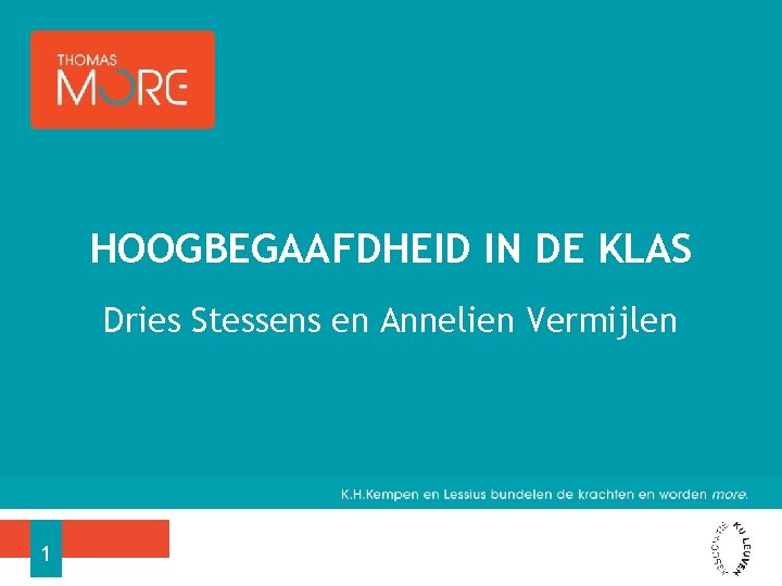 HOOGBEGAAFDHEID IN DE KLAS Dries Stessens en Annelien Vermijlen 1 