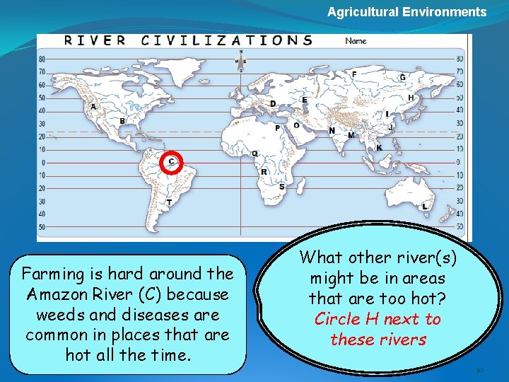 Agricultural Environments Farming is hard around the Amazon River (C) because weeds and diseases