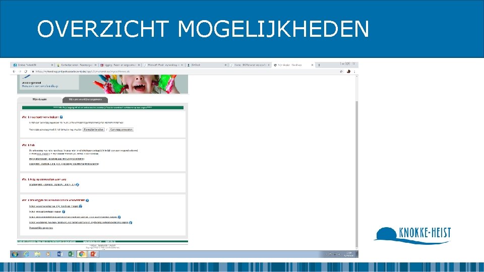 OVERZICHT MOGELIJKHEDEN 
