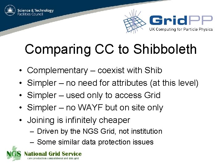 Comparing CC to Shibboleth • • • Complementary – coexist with Shib Simpler –