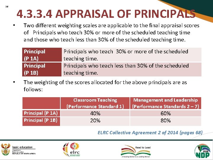 36 4. 3. 3. 4 APPRAISAL OF PRINCIPALS • Two different weighting scales are