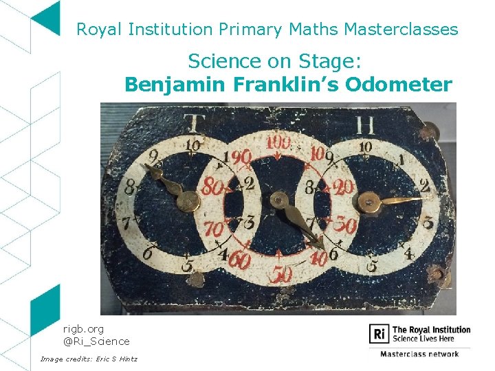 Royal Institution Primary Maths Masterclasses Science on Stage: Benjamin Franklin’s Odometer rigb. org @Ri_Science