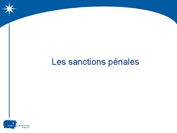 Les sanctions pénales 