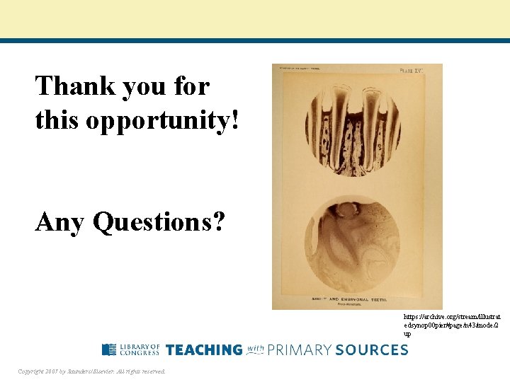 Thank you for this opportunity! Any Questions? https: //archive. org/stream/illustrat edsynop 00 pier#page/n 43/mode/2