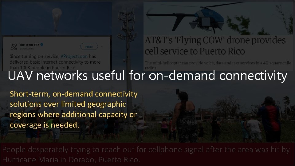 Disconnected by Disaster UAV networks useful for on-demand connectivity Short-term, on-demand connectivity solutions over Disconnected by Disaster UAV networks useful for on-demand connectivity Short-term, on-demand connectivity solutions over