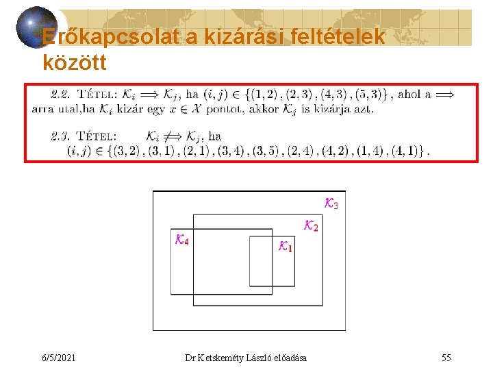 Erőkapcsolat a kizárási feltételek között 6/5/2021 Dr Ketskeméty László előadása 55 