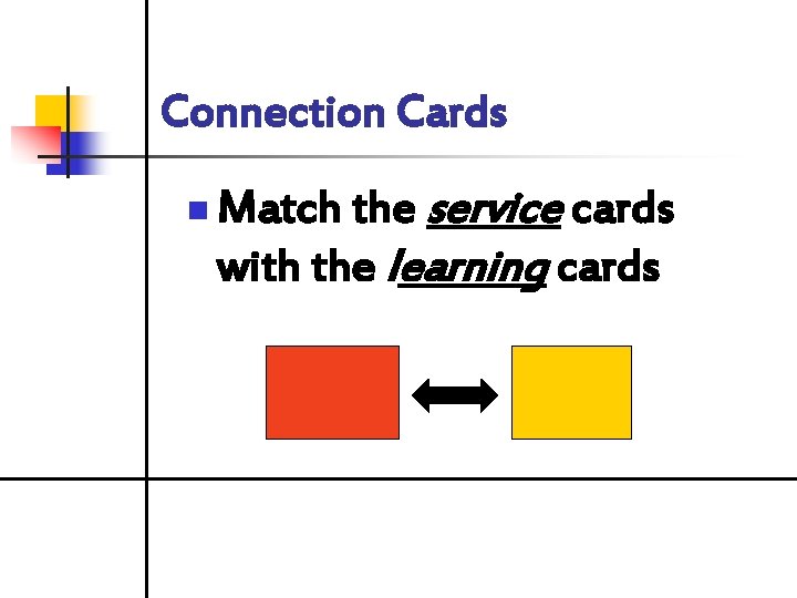 Connection Cards n Match the service cards with the learning cards 