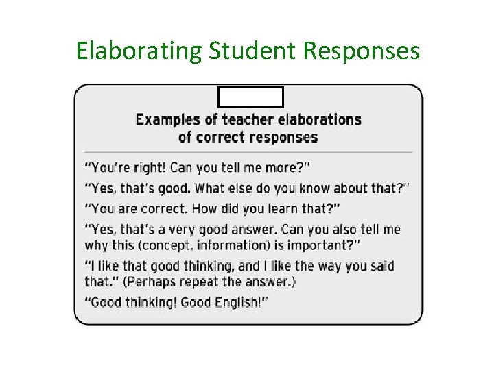 Elaborating Student Responses 