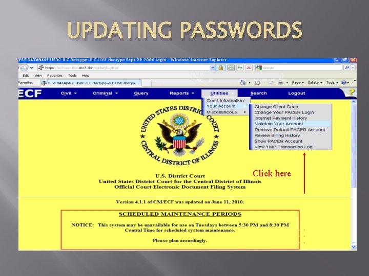 UPDATING PASSWORDS Click here 