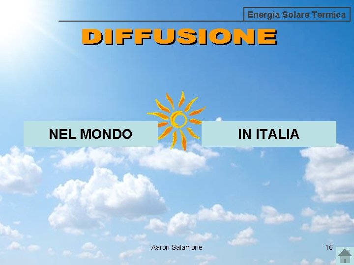 Energia Solare Termica NEL MONDO IN ITALIA Aaron Salamone 16 