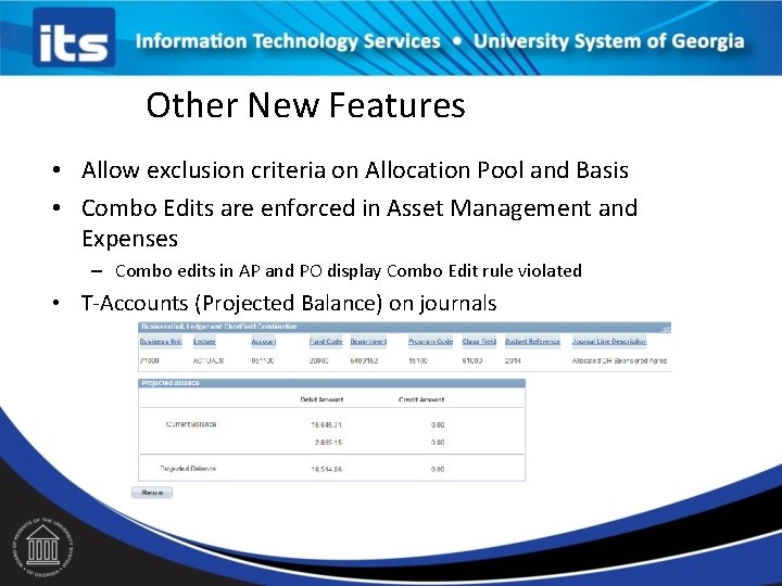 Other New Features • Allow exclusion criteria on Allocation Pool and Basis • Combo