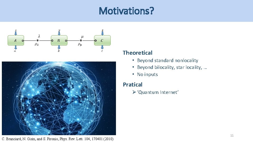 Motivations? Theoretical • Beyond standard nonlocality • Beyond bilocality, star locality, … • No