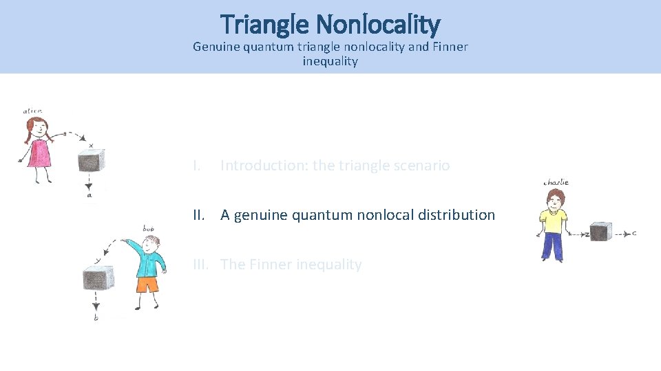 Triangle Nonlocality Genuine quantum triangle nonlocality and Finner inequality I. Introduction: the triangle scenario