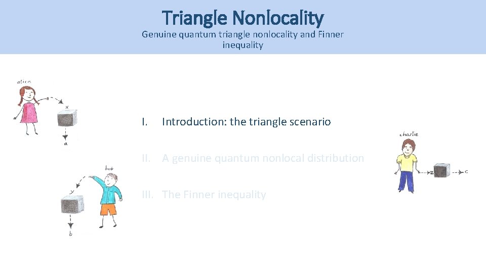 Triangle Nonlocality Genuine quantum triangle nonlocality and Finner inequality I. Introduction: the triangle scenario