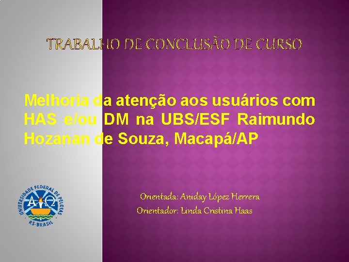 TRABALHO DE CONCLUSÃO DE CURSO Melhoria da atenção aos usuários com HAS e/ou DM