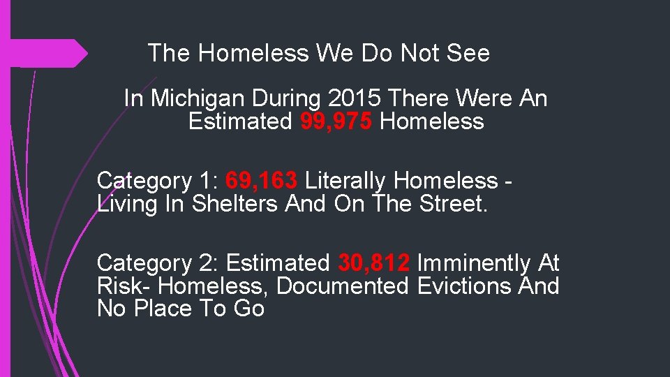 The Homeless We Do Not See In Michigan During 2015 There Were An Estimated