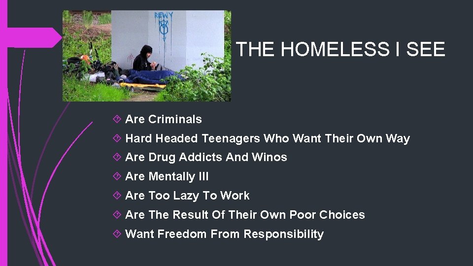 THE HOMELESS I SEE Are Criminals Hard Headed Teenagers Who Want Their Own Way