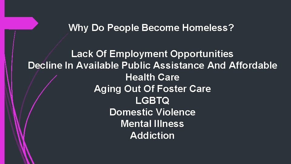 Why Do People Become Homeless? Lack Of Employment Opportunities Decline In Available Public Assistance