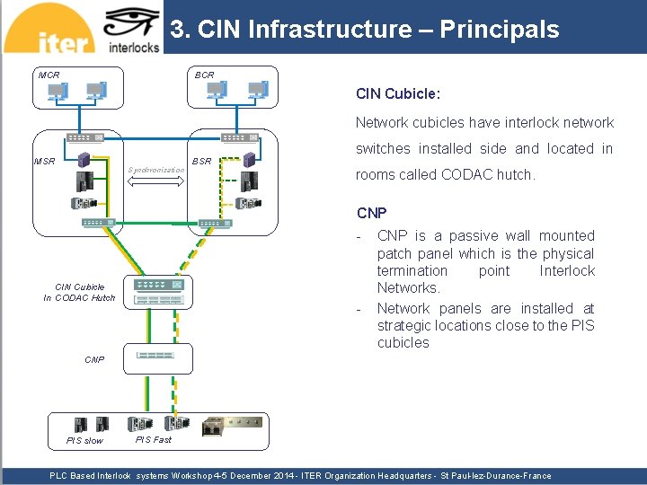 3. CIN Infrastructure – Principals MCR BCR CIN Cubicle: Network cubicles have interlock network