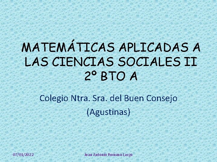 MATEMTICAS APLICADAS A LAS CIENCIAS SOCIALES II 2