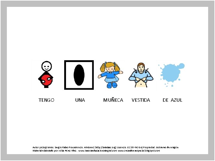 TENGO UNA MUÑECA VESTIDA DE AZUL Autor pictogramas: Sergio Palao Procedencia: ARASAAC (http: //arasaac.