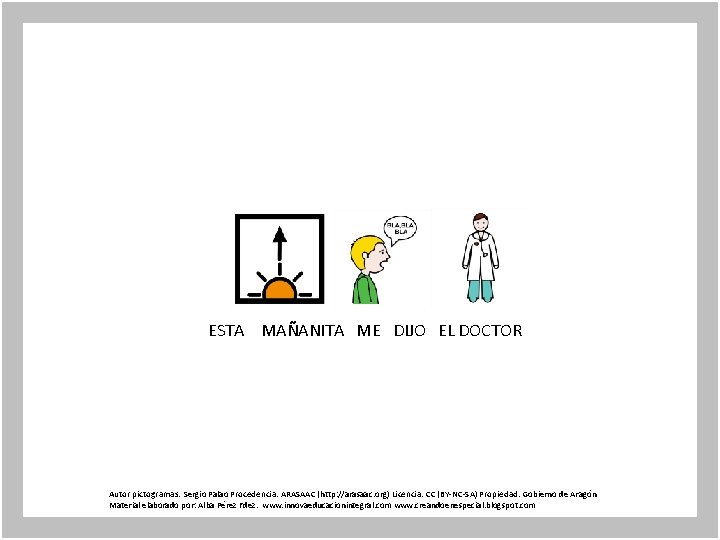 ESTA MAÑANITA ME DIJO EL DOCTOR Autor pictogramas: Sergio Palao Procedencia: ARASAAC (http: //arasaac.