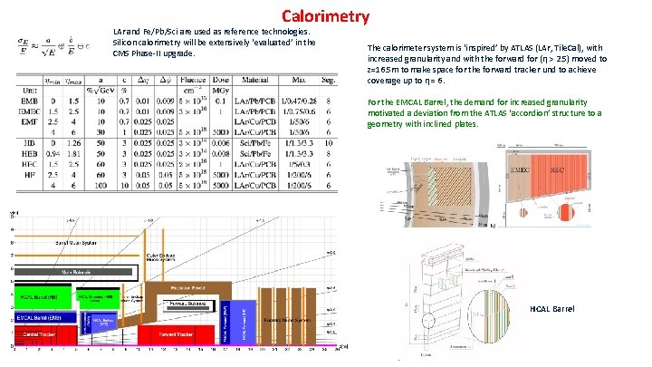 Calorimetry LAr and Fe/Pb/Sci are used as reference technologies. Silicon calorimetry will be extensively