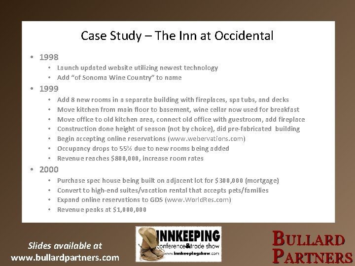 Case Study – The Inn at Occidental • 1998 • Launch updated website utilizing