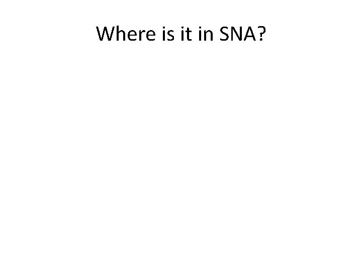Where is it in SNA? Where is it in SNA?