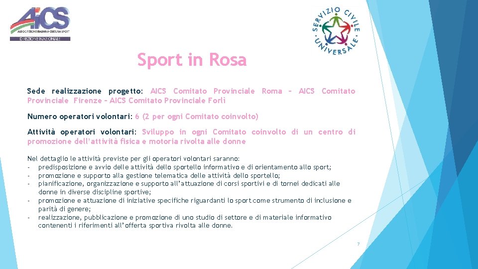 Sport in Rosa Sede realizzazione progetto: AICS Comitato Provinciale Roma – AICS Comitato Provinciale