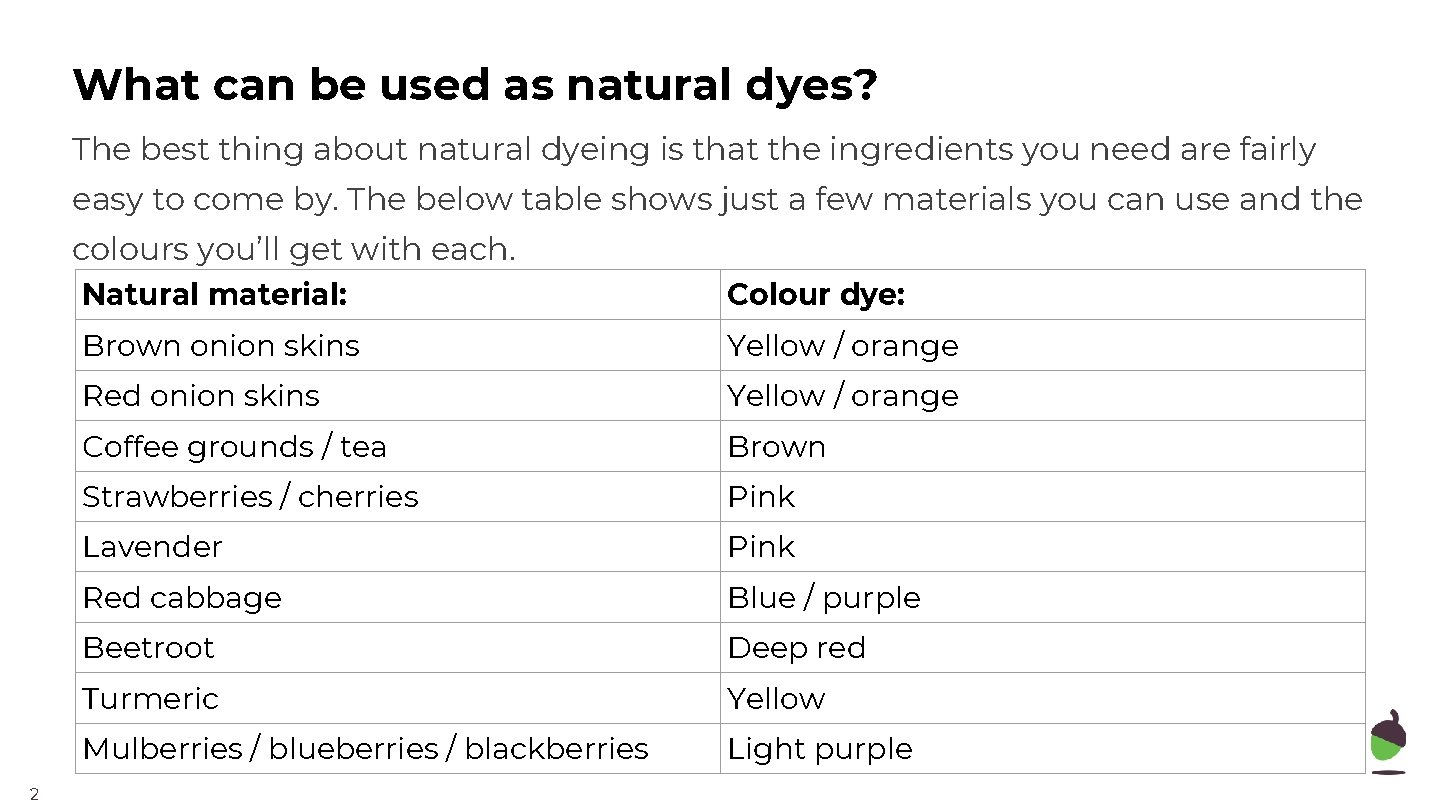 What can be used as natural dyes? The best thing about natural dyeing is