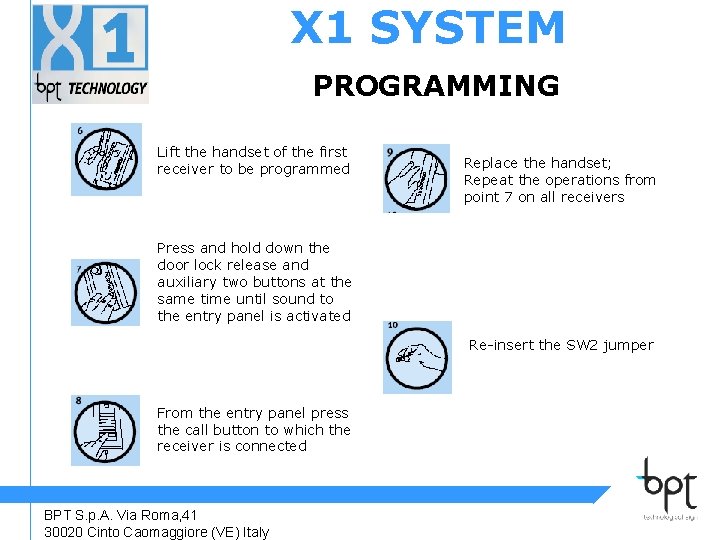 X 1 SYSTEM PROGRAMMING Lift the handset of the first receiver to be programmed