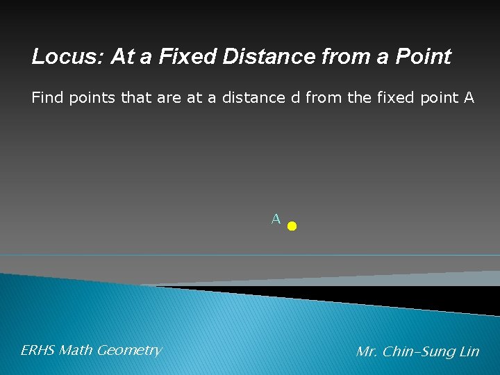 Locus: At a Fixed Distance from a Point Find points that are at a